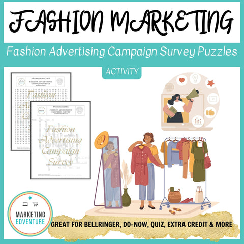 1004. Fashion Advertising Campaign Survey Crossword & Word Search Puzzles