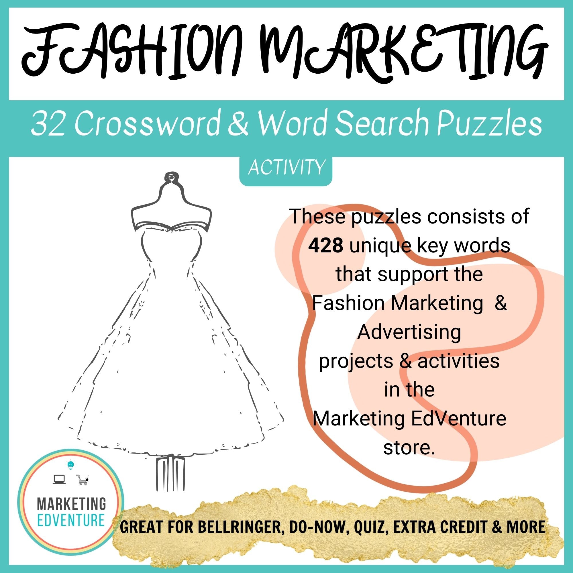 1007. BUNDLE | 32 Fashion Marketing & Advertising Crossword & Word Search Puzzles