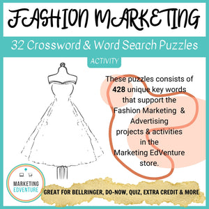 1007. BUNDLE | 32 Fashion Marketing & Advertising Crossword & Word Search Puzzles